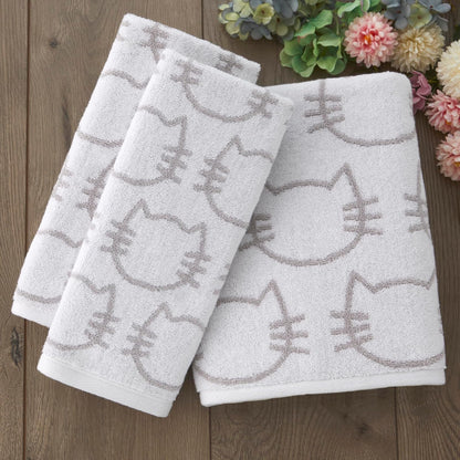 SKL Home - Juego de 2 Toallas de Mano para Gatos, para baño, Cocina, Bar y Regalo, Blanco/Gris