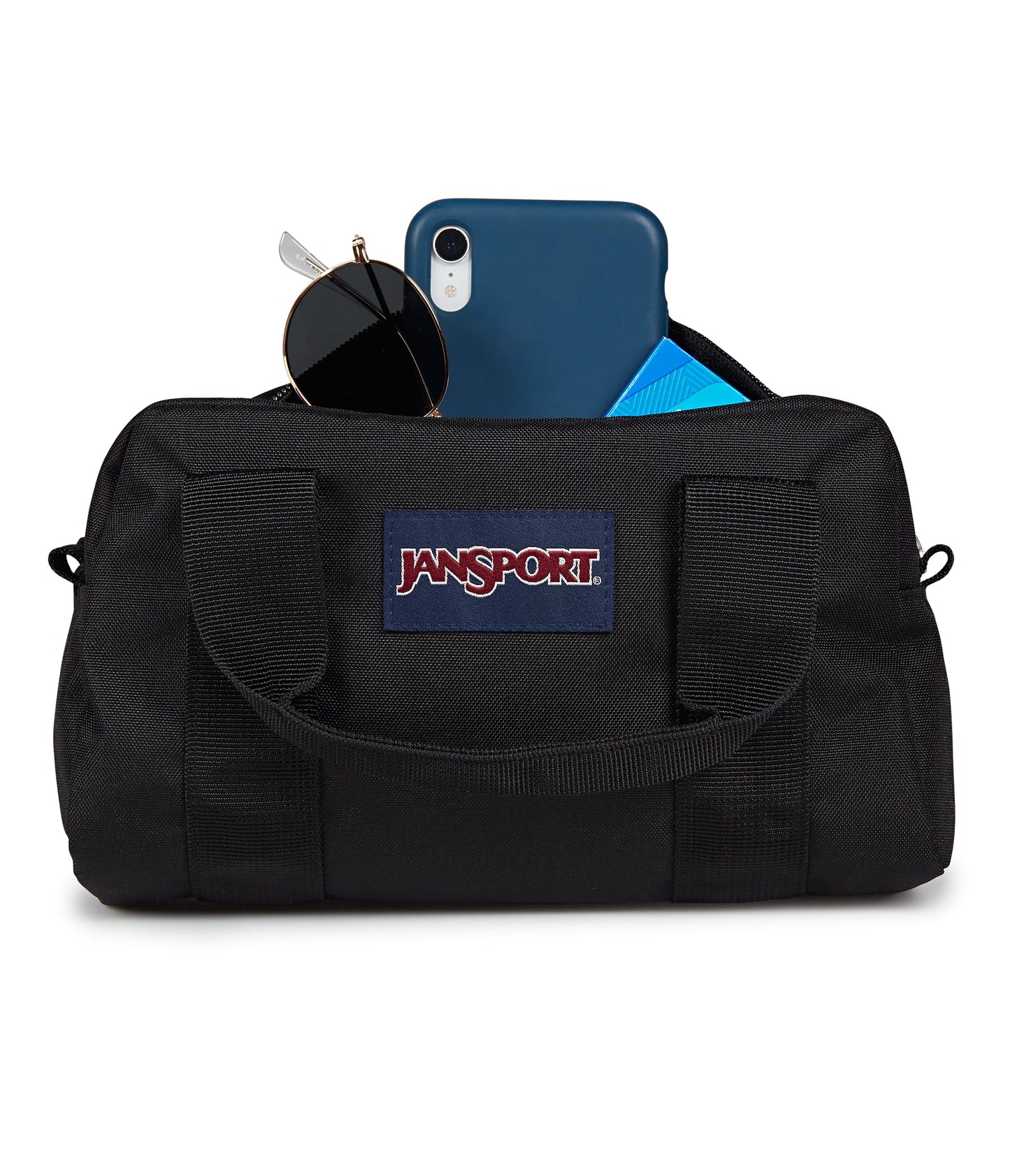 JanSport Weekender Mini Duffel - Bolsa de viaje o gimnasio, para fin de semana duradero con asas de agarre laterales, color negro, Negro -, Una talla, Mini lona de fin de semana
