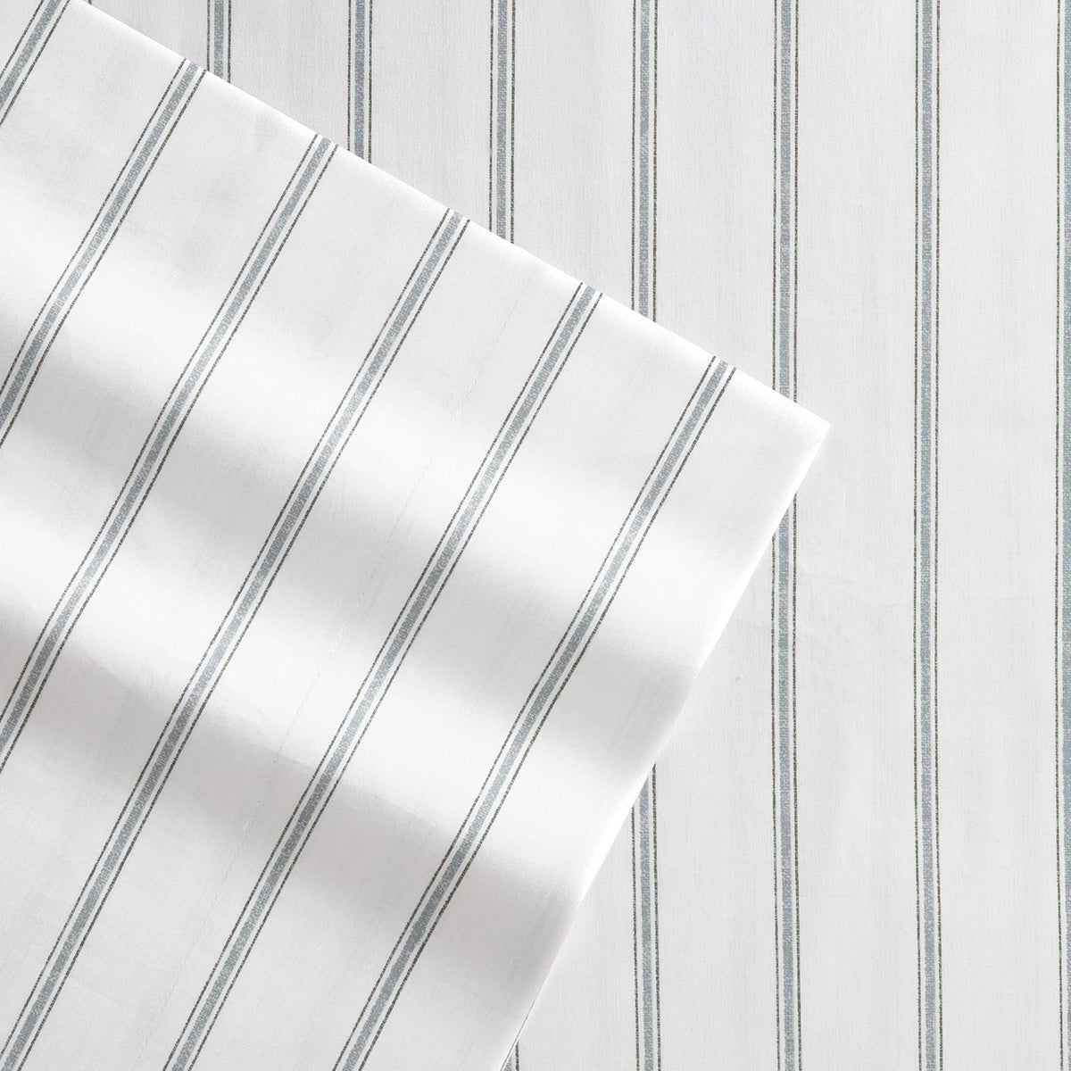 Stone Cottage, Cottage, Trenton Stripe, Doble, 1 | 100% percal de algodón, sábana bajera de bolsillo profundo, tamaño matrimonial, sábana encimera y fundas de almohada