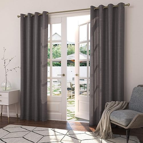 Sun Zero Beacon Woven Indoor/Outdoor UV Protectant Grommet Curtain Panel, 52" x 108", Gray