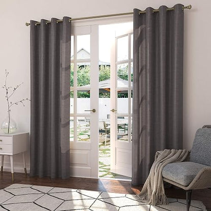 Sun Zero Beacon Woven Indoor/Outdoor UV Protectant Grommet Curtain Panel, 52" x 108", Gray