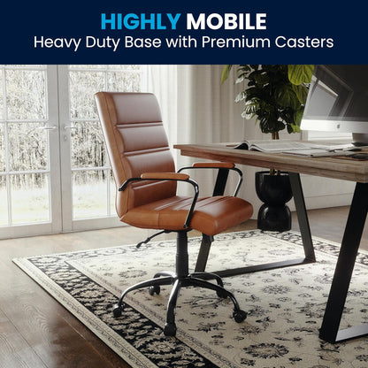 Flash Furniture Whitney Silla de Computadora Respaldo Medio LeatherSoft Café/Negro
