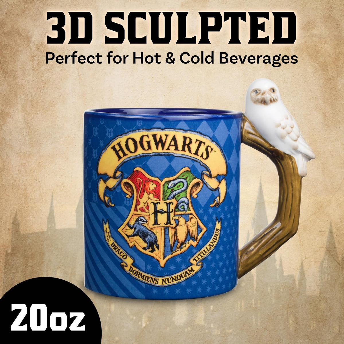 Silver Buffalo Harry Potter Hogwarts House - Taza de cerámica con mango en forma, 597 ml, color azul