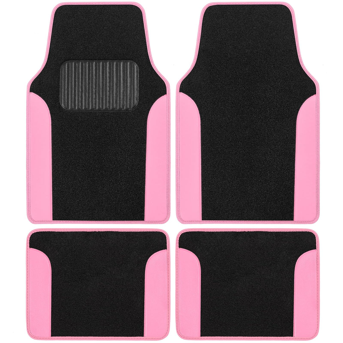 BDK - Alfombrillas de Piel sintética de Dos Tonos para automóvil, Incluye características Antideslizantes y Almohadilla de talón integrada, Elegante para Automóviles, Camiones, Furgonetas, SUV, MT202