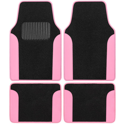 BDK - Alfombrillas de Piel sintética de Dos Tonos para automóvil, Incluye características Antideslizantes y Almohadilla de talón integrada, Elegante para Automóviles, Camiones, Furgonetas, SUV, MT202