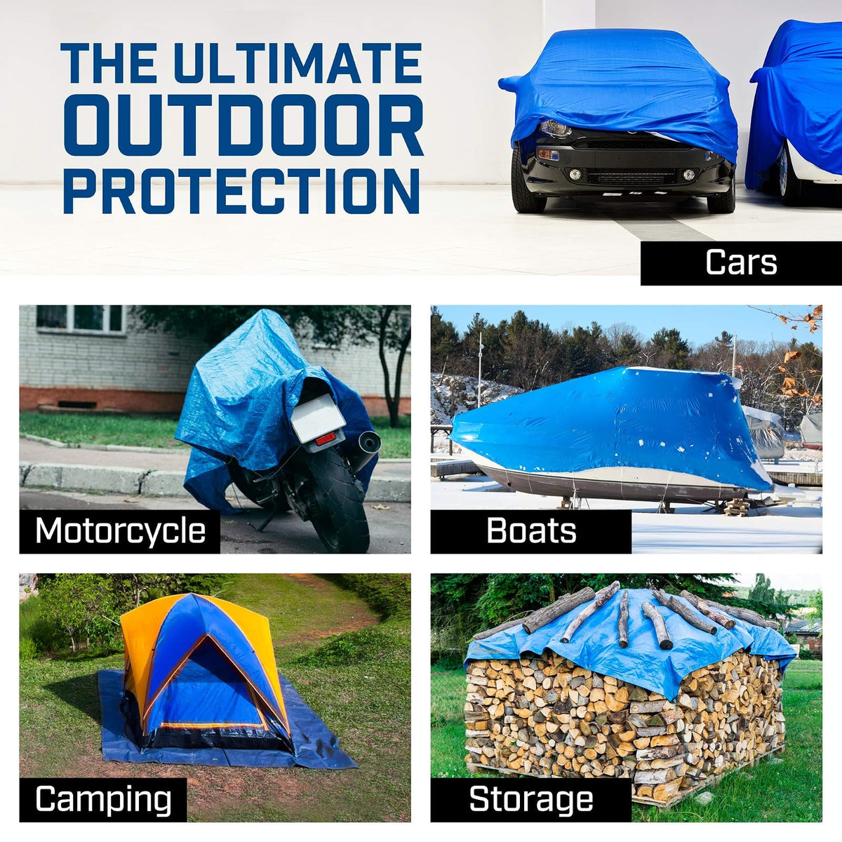 Grizzly Tarps GTRP68 6-Feet X 8-Feet Blue Multi-Purpose 6ml Cubierta impermeable de lona de polietileno con tienda de campaña Refugio Lona de camping by Grizzly Tarps