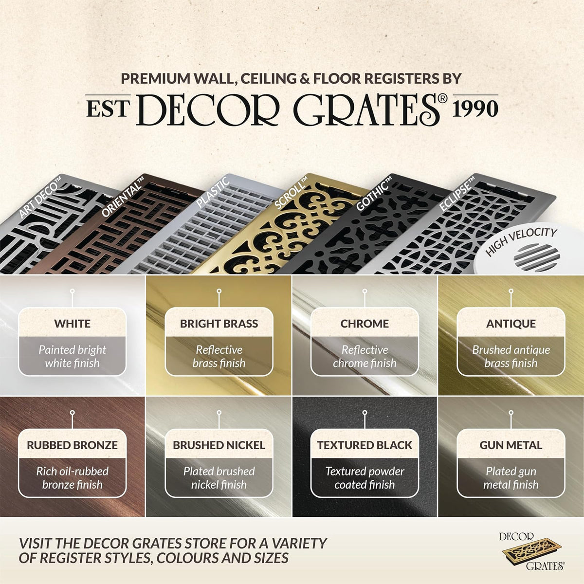 Decor Grates AGH412-RB - Registro de suelo de acero de bronce gótico de 4 x 12 pulgadas