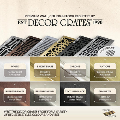 Decor Grates AGH412-RB - Registro de suelo de acero de bronce gótico de 4 x 12 pulgadas