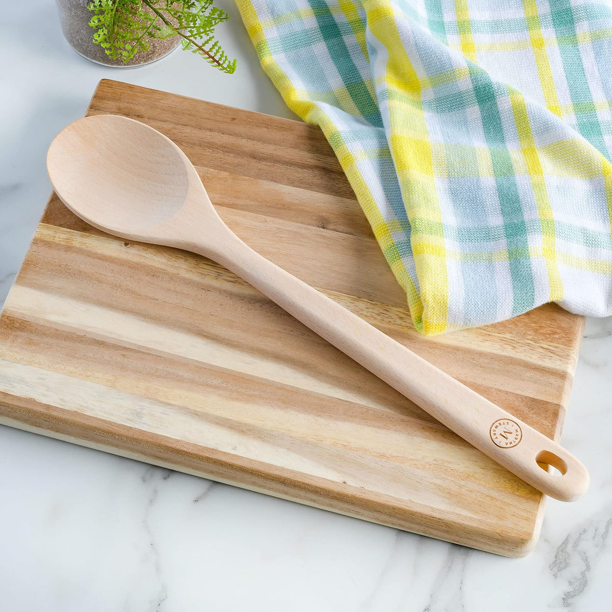 MARTHA STEWART | Cuchara de Madera de Haya Bainford 35.5 cm | Cuchara para Cocinar | Utensilio de Cocina de Madera Natural