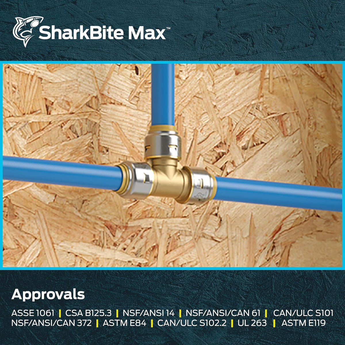 SharkBite - Accesorio de fontanería latón de 1/2 pulgadas, playera de presión para conectar, tubería PEX, cobre, CPVC, PE-RT, HDPE, UR362A