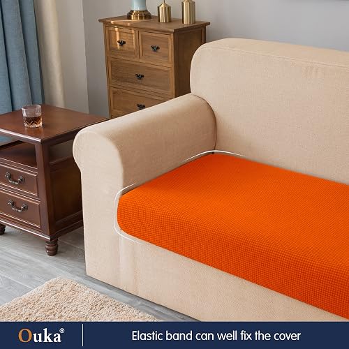 Ouka - Funda de cojín elástica para sofá, Protector de cojín Reversible, Protector de cojín Suave para sillón, sofá de Dos plazas (S, Naranja)