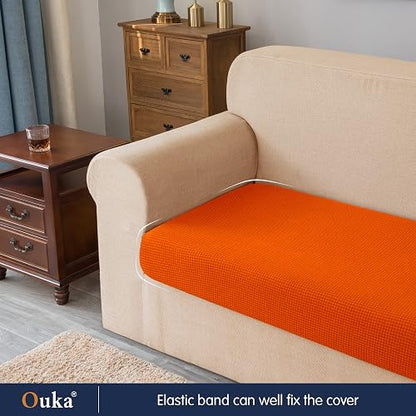 Ouka - Funda de cojín elástica para sofá, Protector de cojín Reversible, Protector de cojín Suave para sillón, sofá de Dos plazas (S, Naranja)