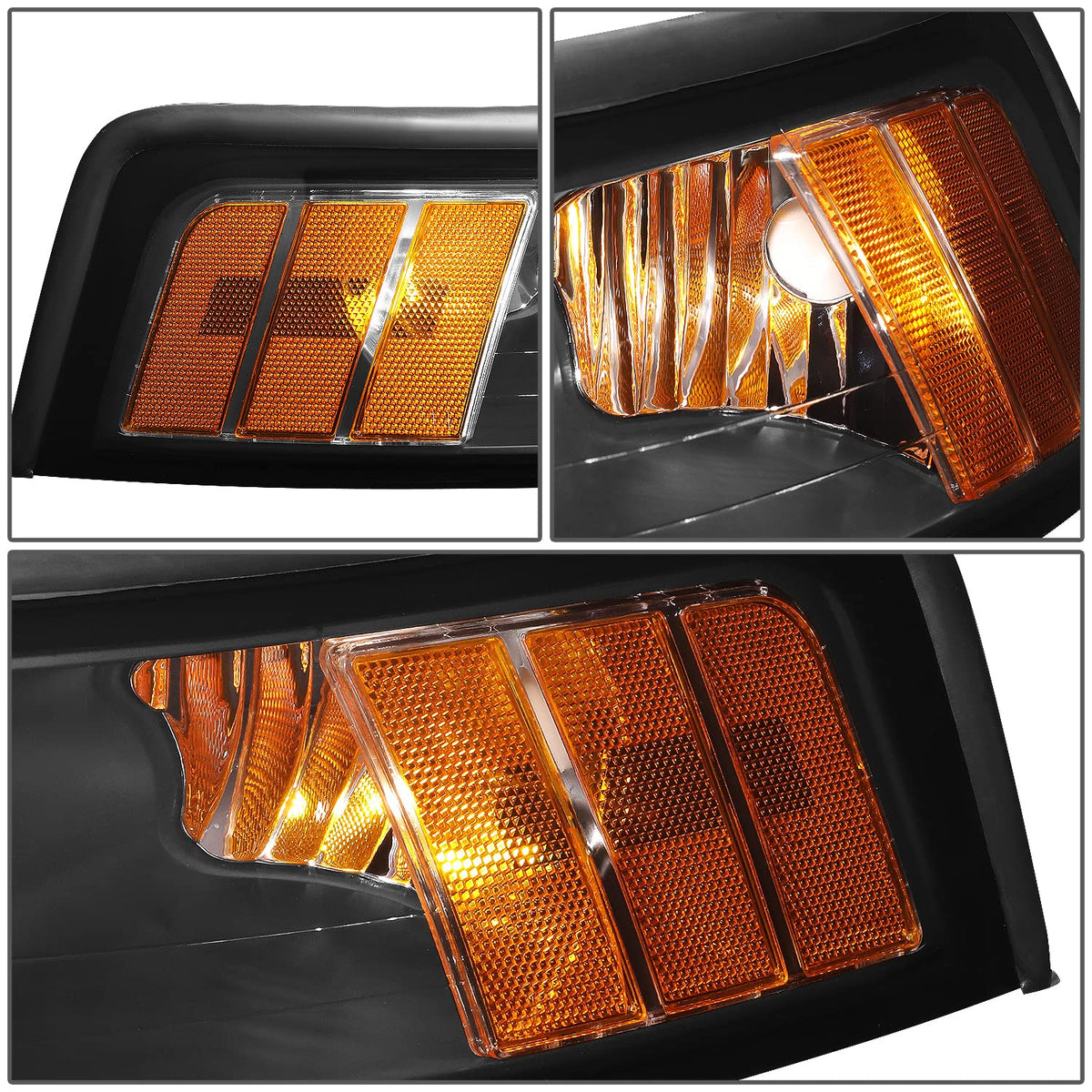 DNA Motoring HL-OH-FM99-BK-AM Faros Delanteros Negros Ámbar para Ford Mustang 99-04