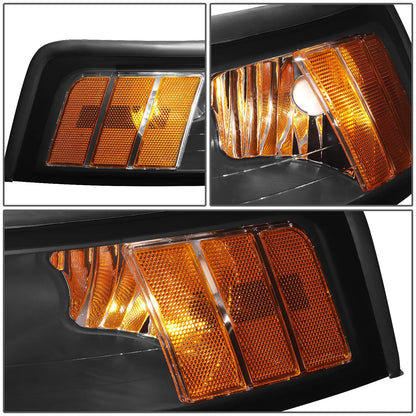 DNA Motoring HL-OH-FM99-BK-AM Faros Delanteros Negros Ámbar para Ford Mustang 99-04