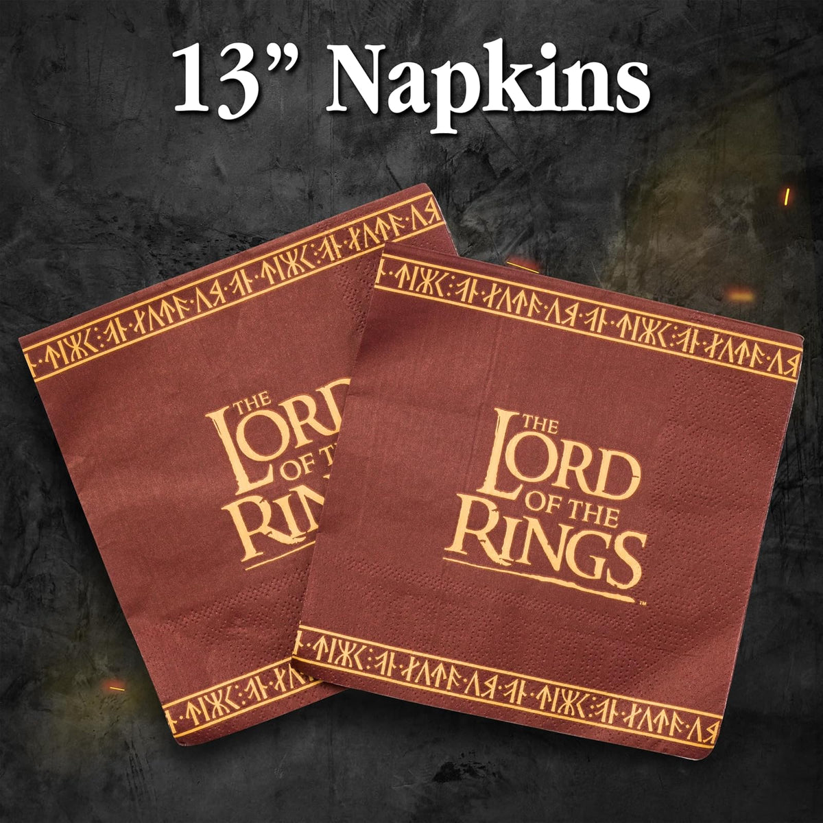 Silver Buffalo The Lord of the Rings Elvish Script - Paquete de 32 platos y servilletas de papel desechables