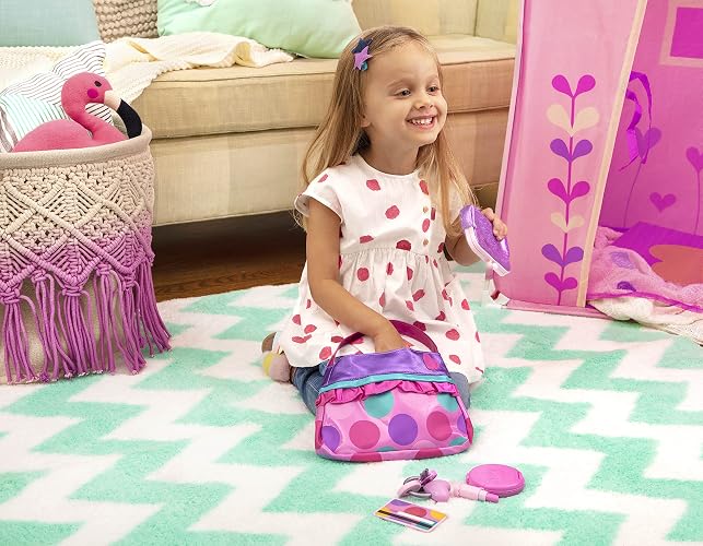 Battat Monedero Princesa, set de maquillaje con bolso de juguete | Set de 8 con bolso, monedero, móvil, gafas de sol, llaves, labial, estuche con espejo y tarjeta, 3 años y +