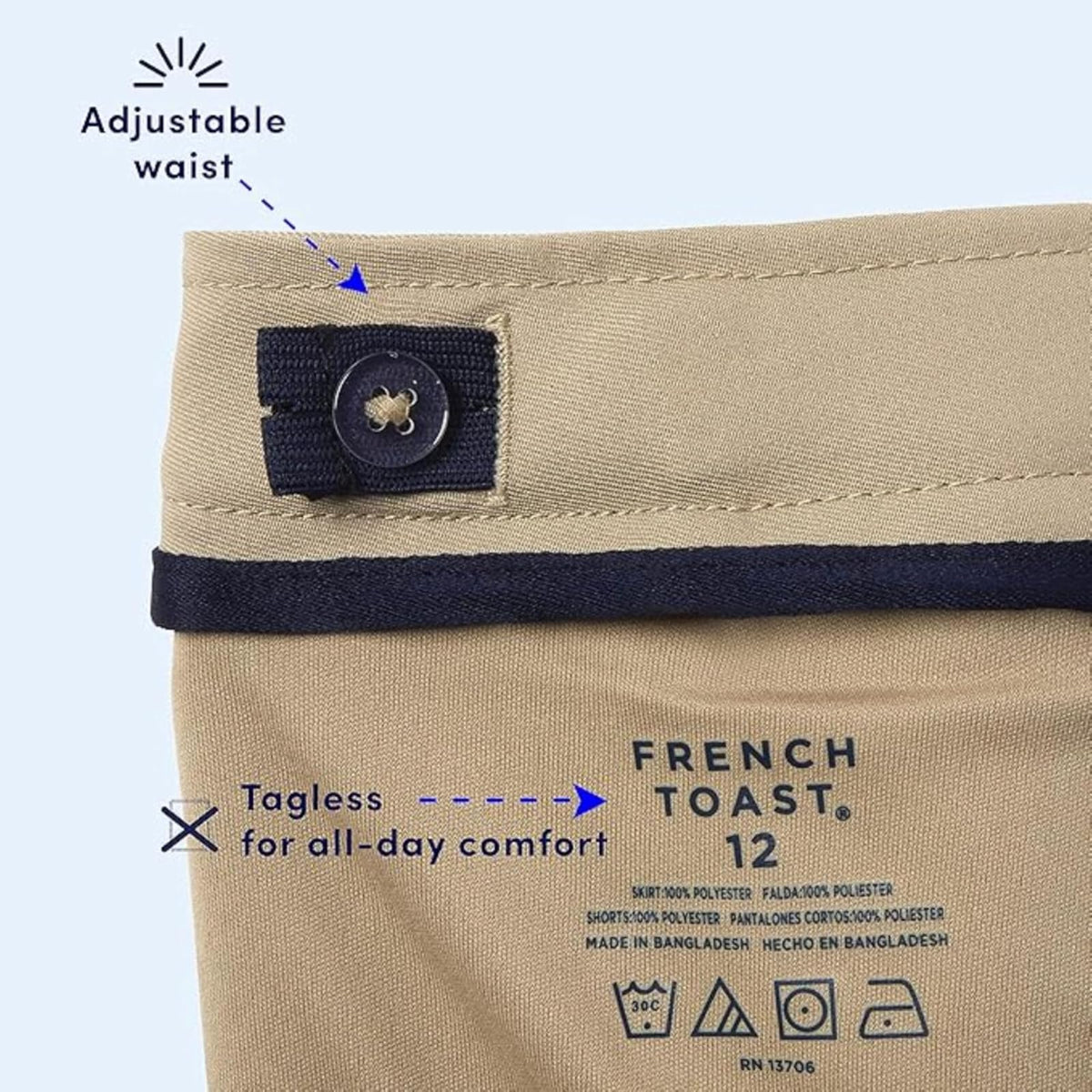 French Toast Girls' Two-Tab Pleated Scooter Skirt