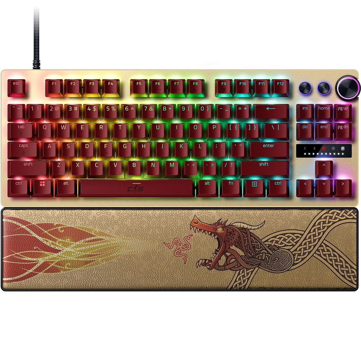 Razer Huntsman V3 Pro TKL Esports Gaming Keyboard: Analog Optical Switches Snap Tap - Rapid Trigger - Adjustable Actuation - Media Keys & Dial - PBT Keycaps - Counter-Strike 2 Edition