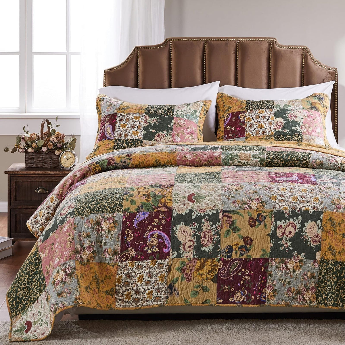 Greenland Home - Juego de edredón de Retazos 100% algodón, Campo/Cabaña, Multicolor, 3-Piece King/Cal King, 1