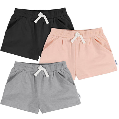 Gerber Short de Punto para Bebé Niña, Paquete de 3 - 2 Años - Gris