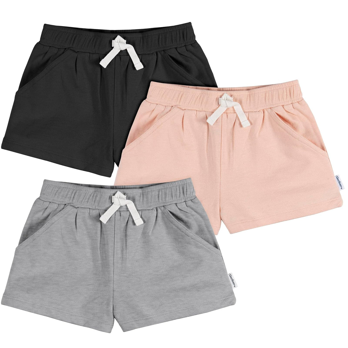 Gerber Paquete de 3 Pantalones Cortos de Punto Pantalones Cortos Informales para Bebé-Niñas
