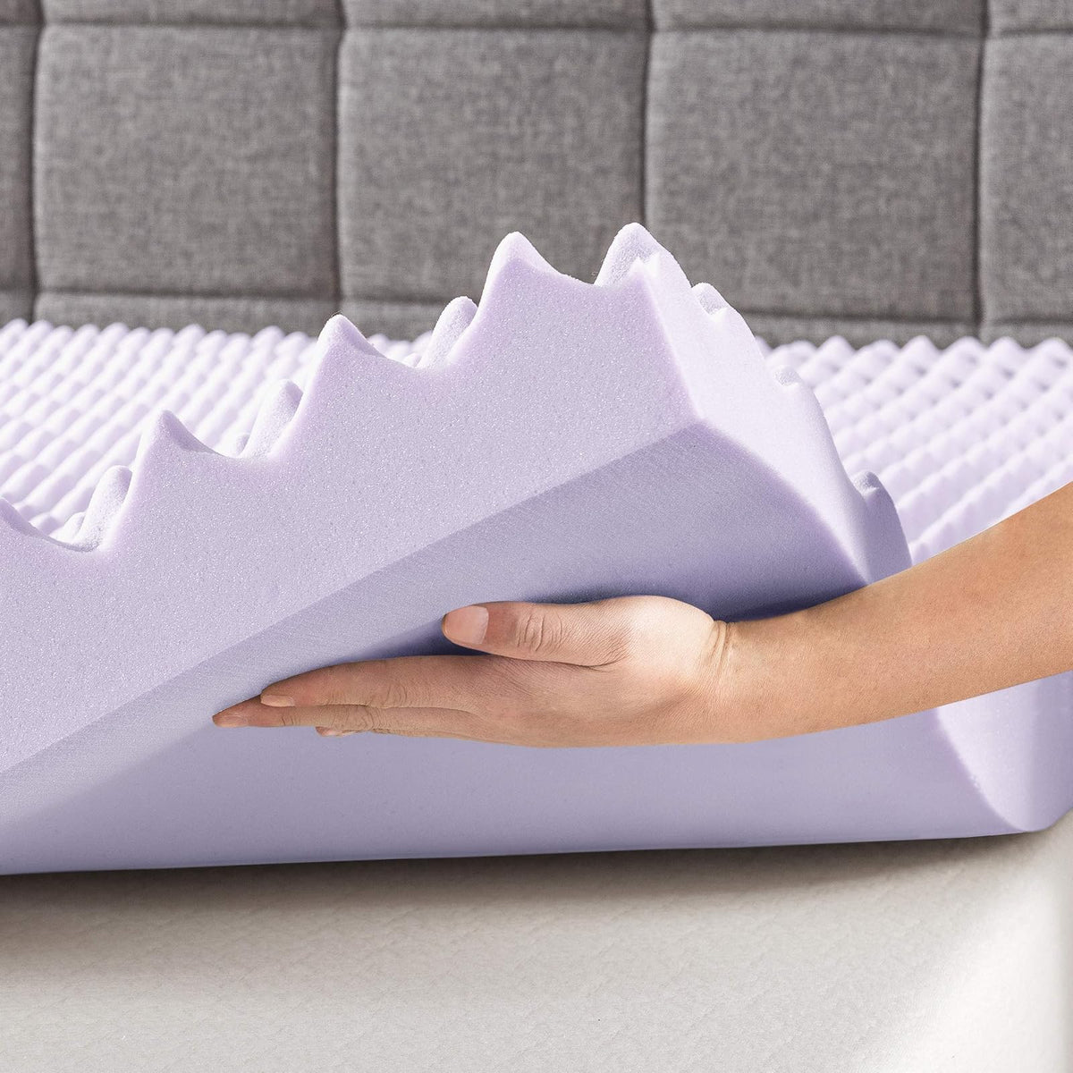 Best Price Mattress Cubrecolchón de Espuma viscoelástica con diseño de Caja de Huevos de 3 Pulgadas con infusión de Lavanda Relajante, Certificado CertiPUR-US, tamaño Individual XL