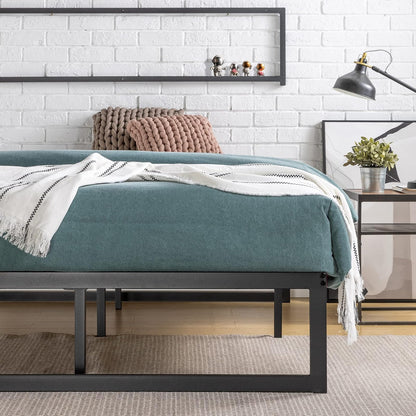 Zinus ABEL | Base de Cama Queen Quick Lock de Metal | Garantía de 5 años | Base de cama queen size con sistema Quick Lock de acero, patas laterales y espacio de almacenamiento bajo la base