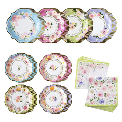 Kate Aspen - Juego de vajilla para decoración de fiesta de té (62 unidades, 16 invitados), coloridos suministros de fiesta en colores pastel para despedidas de soltera, baby shower, fiesta en el jardín, cumpleaños