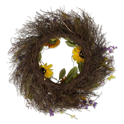 DII CAMZ37427 Corona Decorativa de Temporada Primavera/Verano, Puerta Delantera o decoración de Pared Interior, 55,8 cm de diámetro, Girasol