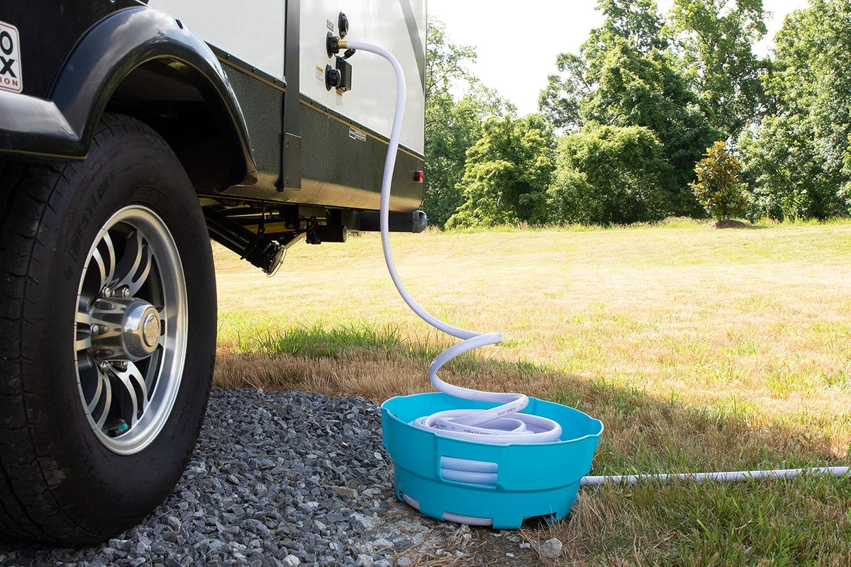 Camco 20167 - Manguera de agua para RV y cesta de cable eléctrico, color azul, proporciona organización y almacenamiento para tus mangueras de agua y cables eléctricos, soporta hasta 70 pies de