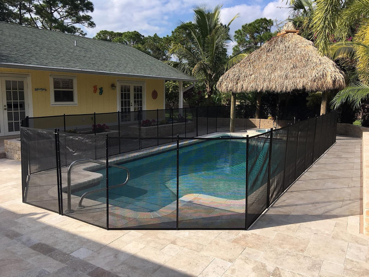 WaterWarden - Valla de Seguridad para Piscina, 4 x 12 pies, Certificado UL según Las Normas de Seguridad ASTM F2286, extraíble, fácil instalación, Red de Malla Protectora Negra con Marcos Negros