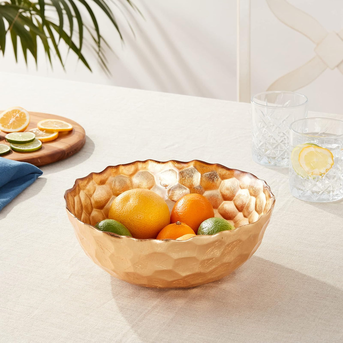 Elegance Odessa - Cuenco de cristal dorado, 22,8 cm