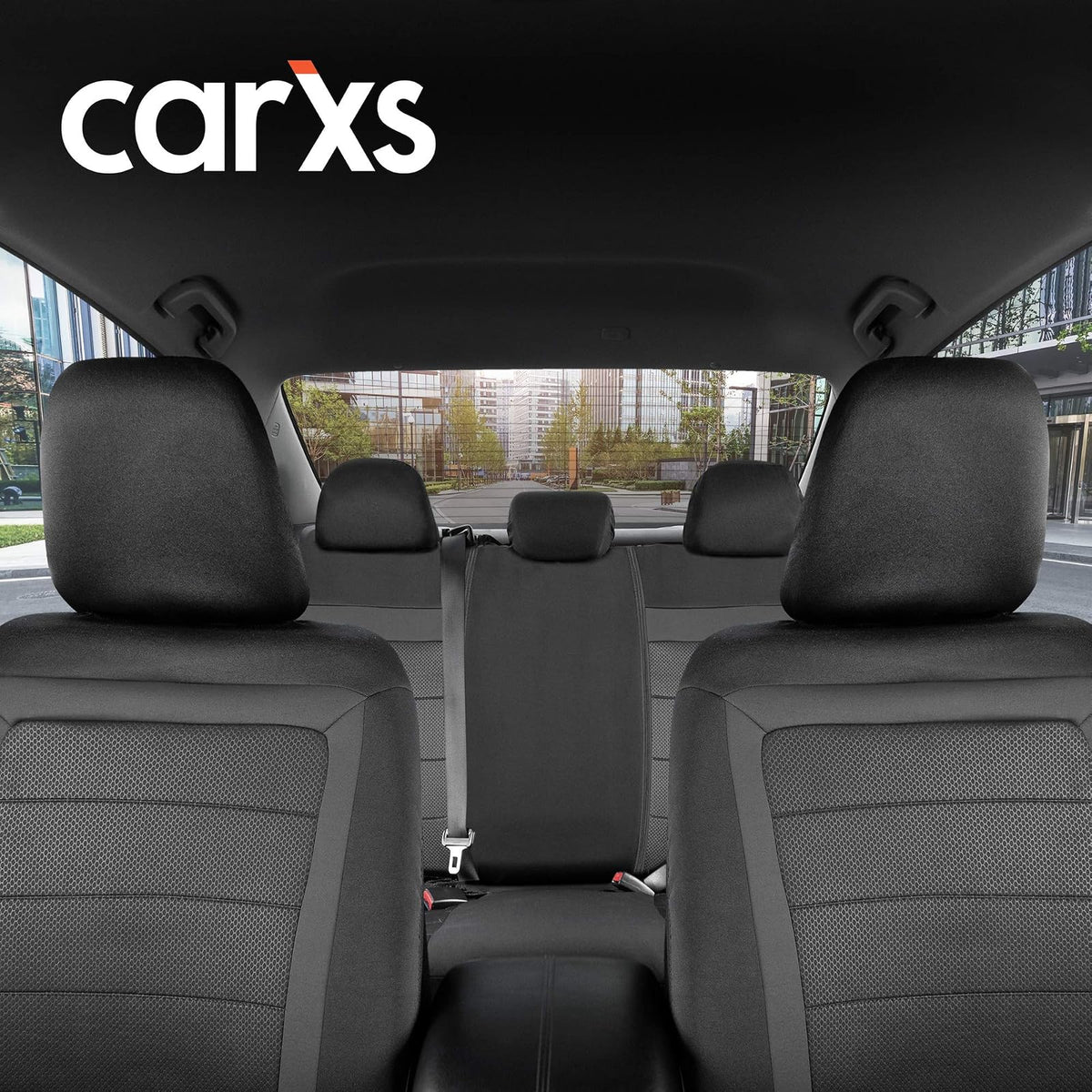 BDK - Juego completo de fundas de asiento de automóvil CarXs FreshMesh con detalles en color carbón: fundas de malla para asientos delanteros con protector de asiento trasero dividido, fundas interiores para automóviles, furgonetas y SUV