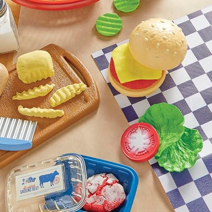 Little Tikes, Creative Chefs Kit de Hamburguesa, Juguetes de Cocina, Incluye Arena Make-It! Mix, 22 Accesorios, +3 Años