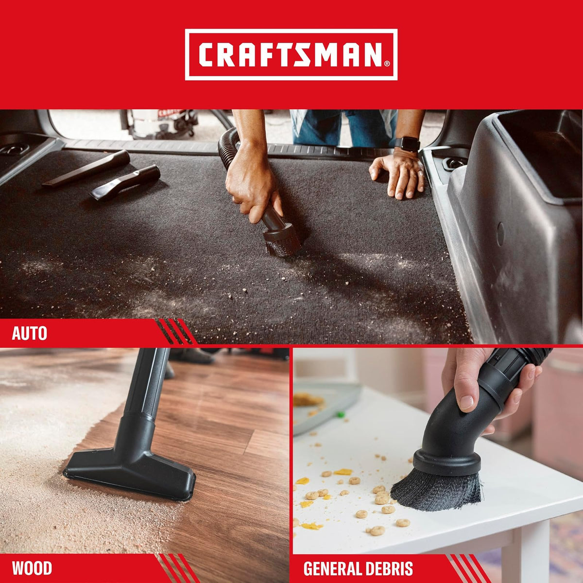 CRAFTSMAN CMXZVBE38772 - Bolsas de recogida de polvo de uso general para la mayoría de aspiradoras de tienda de 15 a 22 galones, recoge solo escombros secos, reduce el tiempo de limpieza, paquete de 3