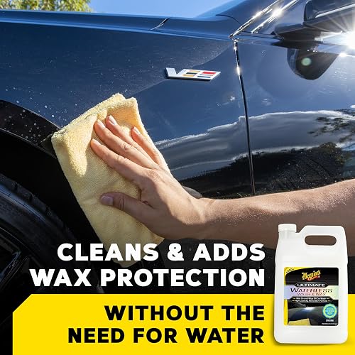 Meguiar's Ultimate Lavado y Cera sin Agua 128 onzas | Lavado de automóvil sin agua y cera sin remolinos ni rasguños. Fácil mantenimiento del automóvil, no requiere agua