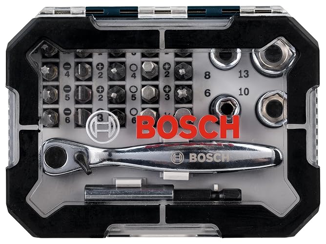 Bosch Kit De Puntas Y Vasos, 26 Unidades, Negro