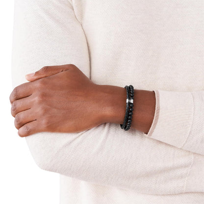 Fossil - Pulsera doble de piel para hombre