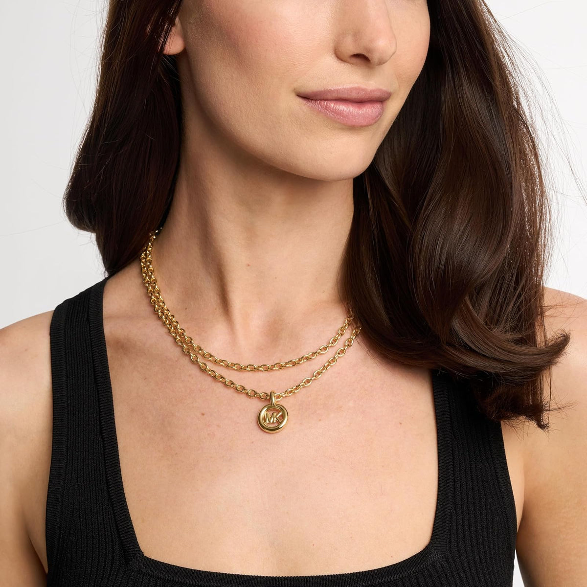 Collar doble con logotipo Michael Kors para mujer, MKJ8500710