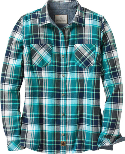Legendary Whitetails Cottage Escape Camisa de Franela para Mujer - Turquesa Pacific Plaid - XL