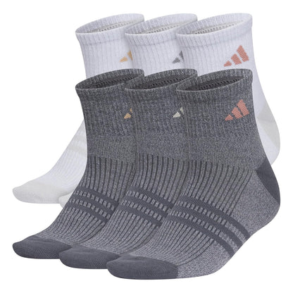 adidas Calcetines Deportivos para Mujer, Paquete de 6 - M - Blanco - Gris Onix Claro - Rosa Arcilla Cálida