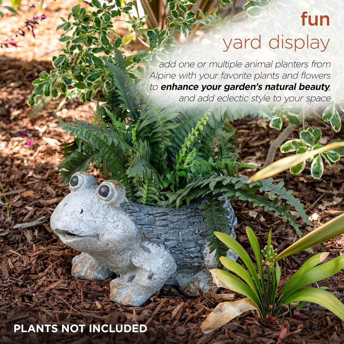 Alpine Corporation 11" Tall Indoor/Outdoor Frog Garden Planter and Yard Decoration