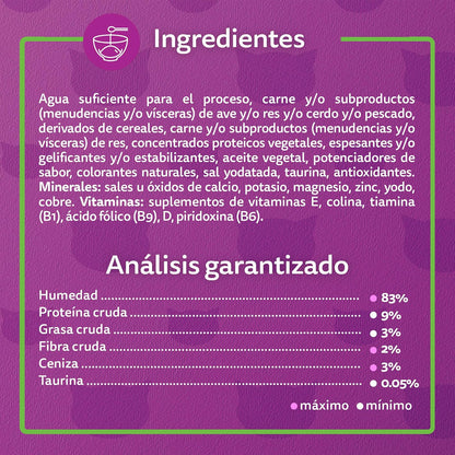 Whiskas - Alimento Húmedo para Gatitos, Sabor Soufflé de Res, con Proteína, Zinc, Vitamina E y Fibra, 24 Sobres para Gato, 85 gr. c/u