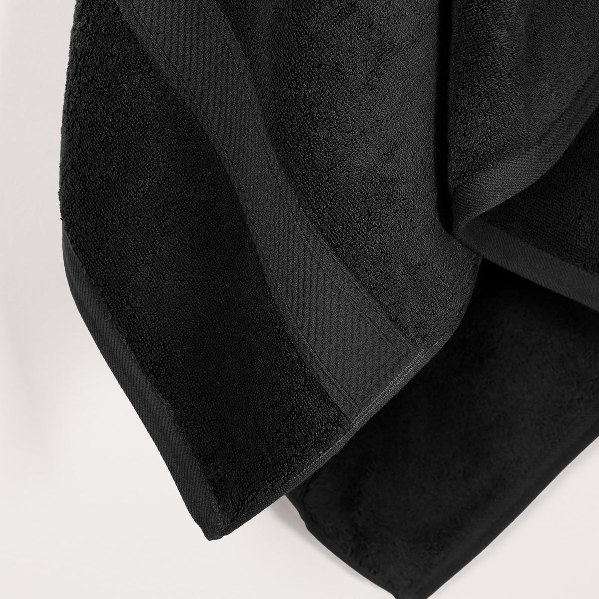 Superior 900 Gram Egyptian Cotton 2-Piece Bath Towel Set, Black | Juego de toallas de lujo de secado rápido, artículos esenciales de baño para baño, baño de invitados, spa, baño de 2 piezas