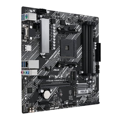 ASUS Prime A520M-A II-CSM Tarjeta Madre AMD para Oficina Trabajo y Estudio | AM4, mATX, Ryzen 5000/4000G/3000, DDR4 hasta 128GB, PCIe 3.0 x16, ranura M.2, LAN Gigabit, salida video triple, calidad ASUS