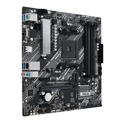 ASUS Prime A520M-A II-CSM Tarjeta Madre AMD para Oficina Trabajo y Estudio | AM4, mATX, Ryzen 5000/4000G/3000, DDR4 hasta 128GB, PCIe 3.0 x16, ranura M.2, LAN Gigabit, salida video triple, calidad ASUS