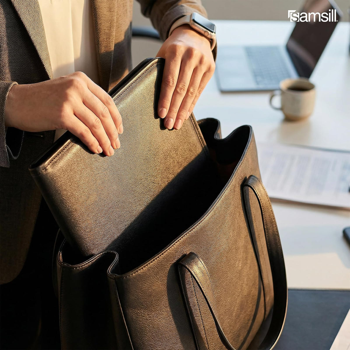 Samsill Padfolio profesional, portafolios de negocios, negro, incluye 8.5 x 11 bloc de escritura