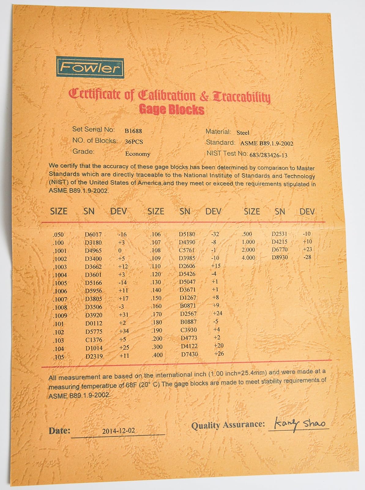 Fowler 53-672-081-0, Economy 81 Juego de bloques de calibre rectangular