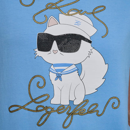 Karl Lagerfeld - Playera de Manga Corta con Cuello Redondo para Mujer