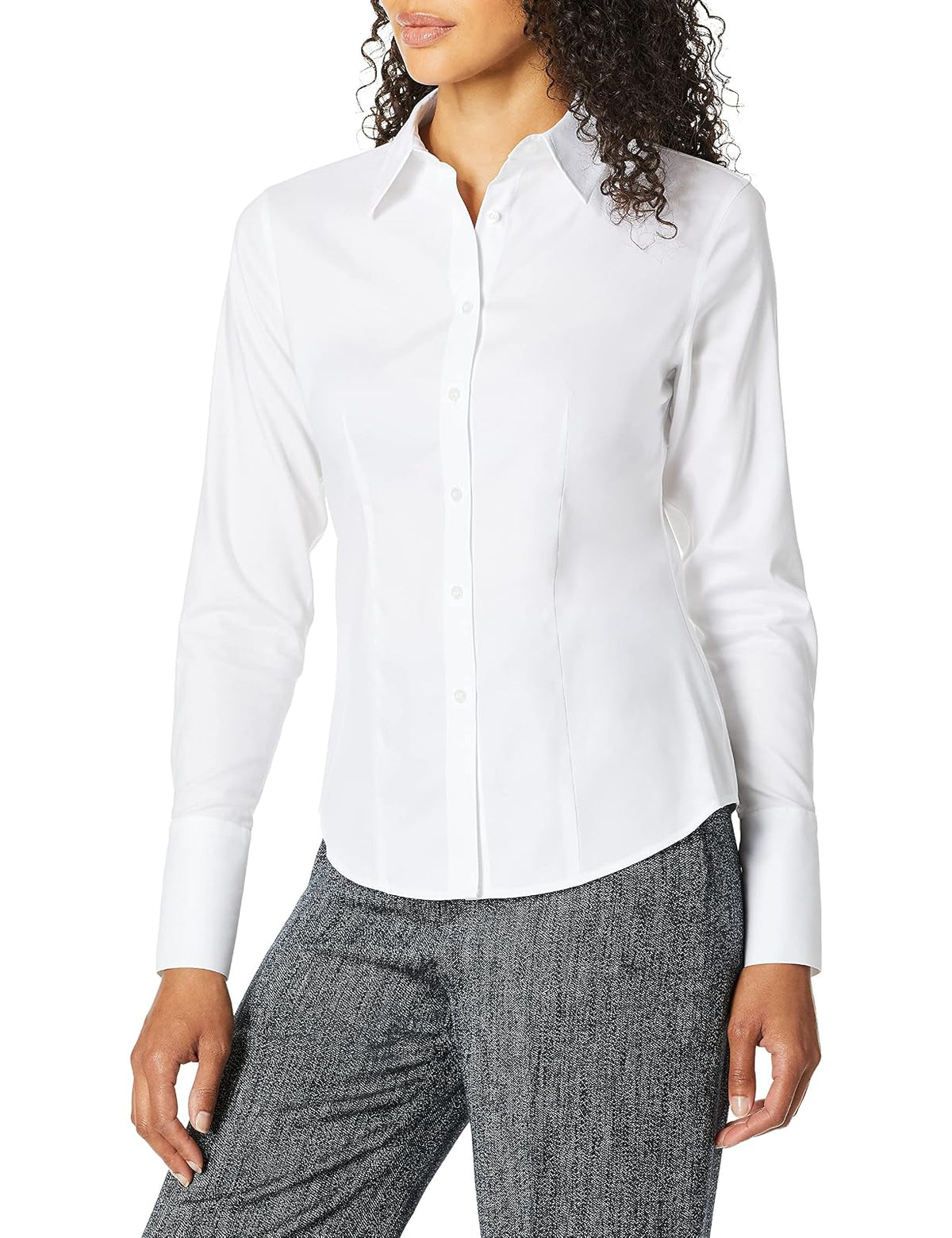 Calvin Klein Blusa de Manga Larga sin Arrugas con Botones Camisa Abotonada para Mujer